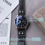 Buy Online Replica IWC Big Pilots Black Dial Black Leather Strap Watch